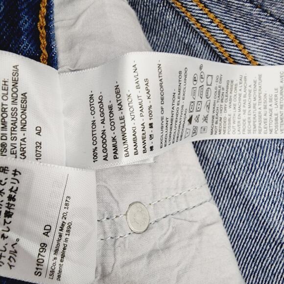 Levi's Wedgie Straight Leg Distressed High Rise Jeans Oxnard Drive Dark Blue 31 - Picture 9 of 13